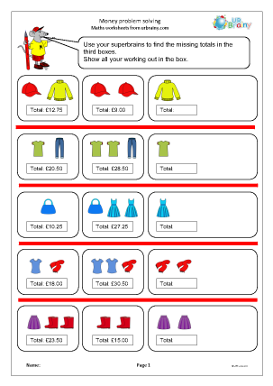 Preview of worksheet Money problem solving (1)