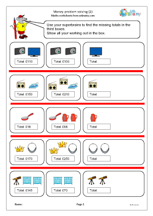 Preview of worksheet Money problem solving (2)