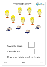 Counting and Matching Maths Worksheets for Later Reception (age 4-5)