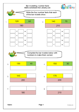 Preview of worksheet Bar modelling: number facts