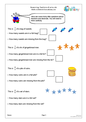 Preview of worksheet Fractions: reasoning