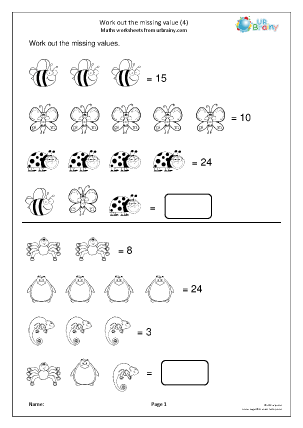 Preview of worksheet Work out the missing value (4)