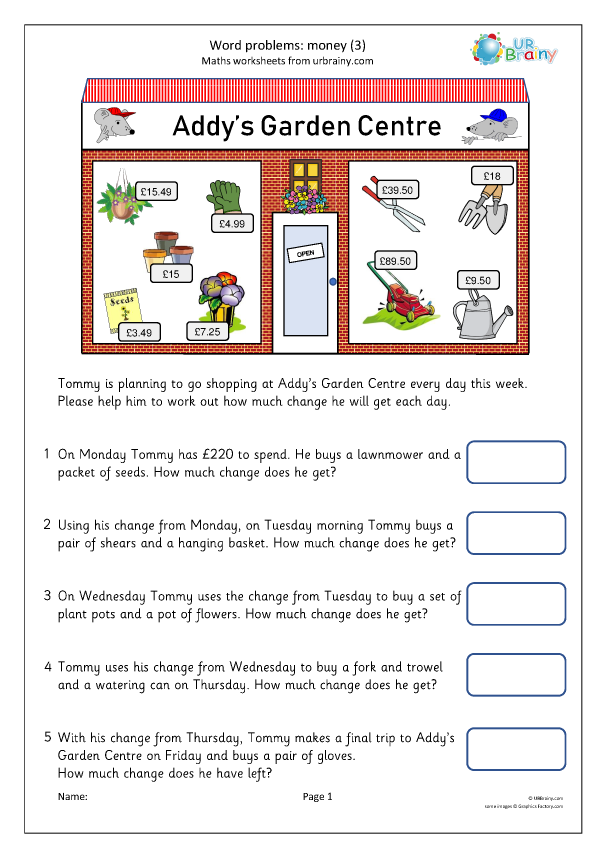 Preview of 'Word problems: money (3)'
