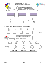 fraction and decimal worksheets for year 4 age 8 9