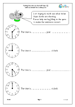time worksheets for year 2 age 6 7
