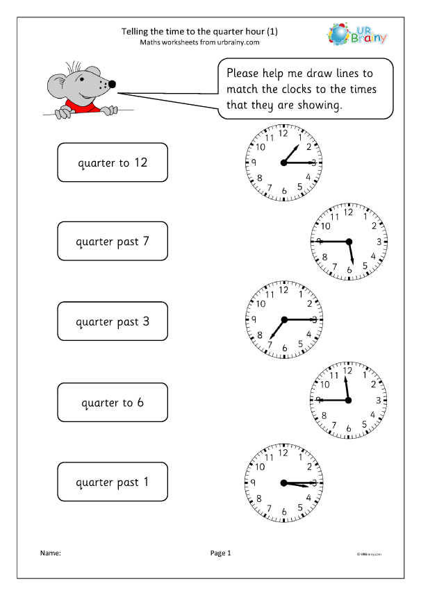 Clock Worksheet Quarter Past And Quarter To Grade 2 Telling Time