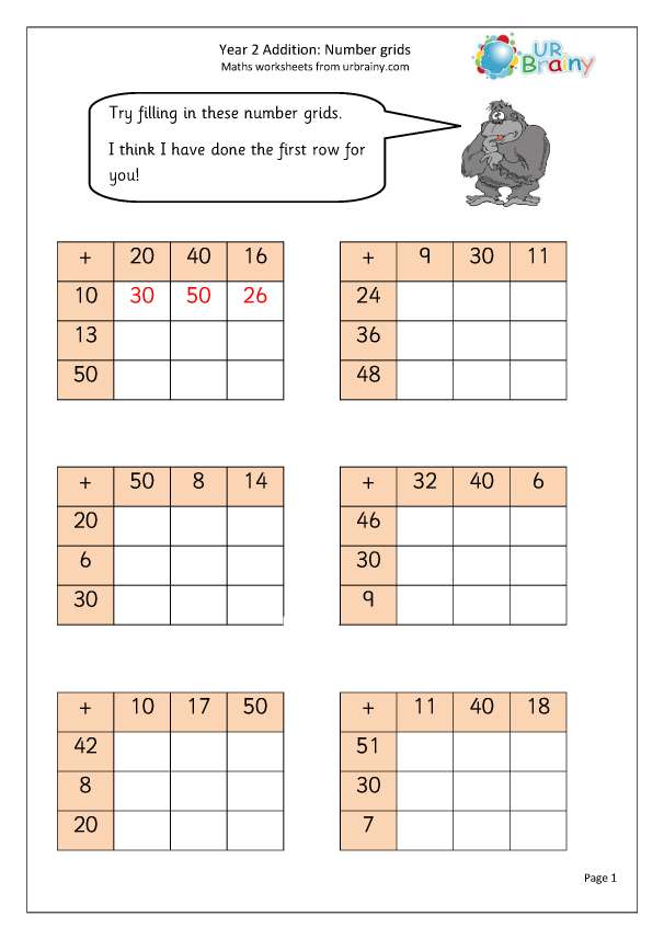 Preview of 'Addition number grids '