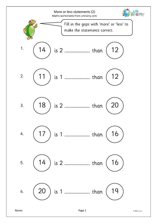Less Than greater than worksheet 030