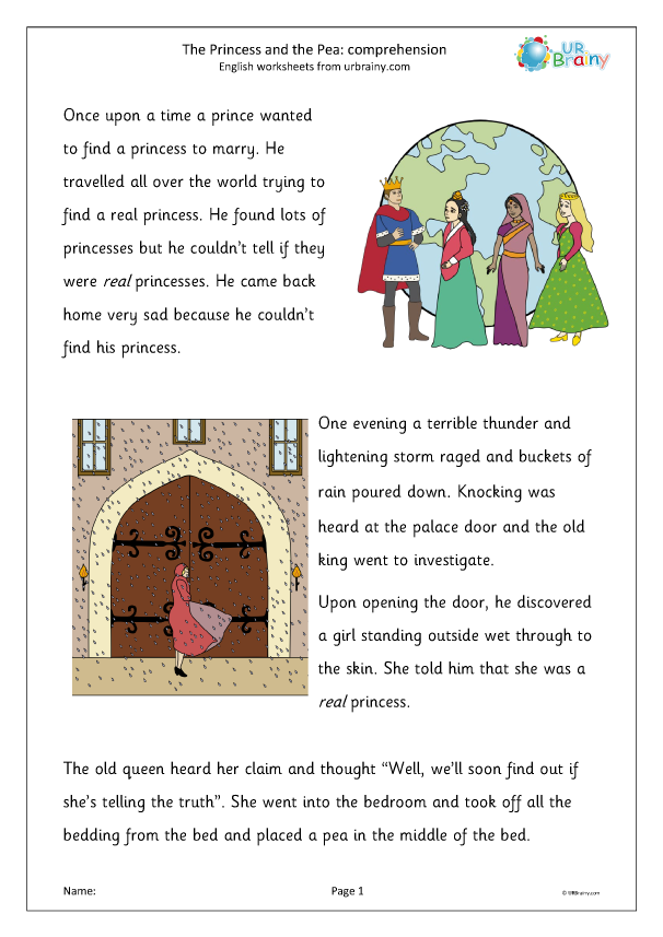 The Princess And The Pea Comprehension Fairy Tales By URBrainy