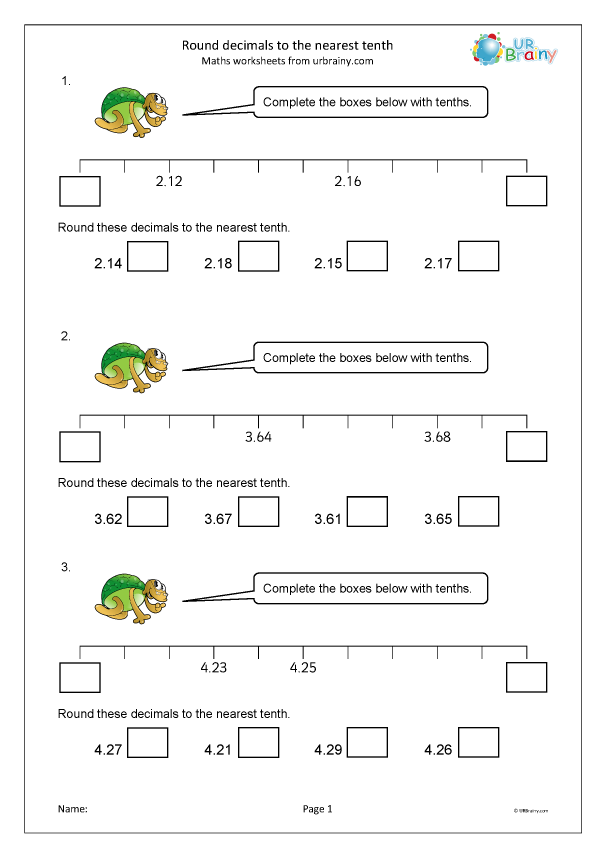 Round Decimals To The Nearest Tenth Fraction And Decimal Worksheets