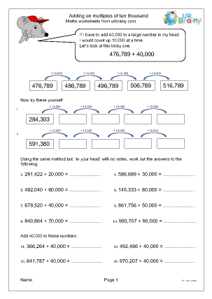 Preview of worksheet Adding on multiples of ten thousand