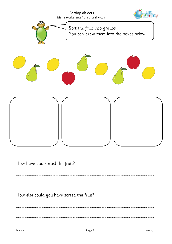 Sorting Objects Into Groups fruit Reasoning Problem Solving Maths