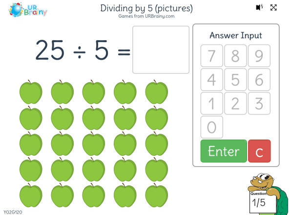 Dividing By 5 pictures Division Maths Games For Year 2 age 6 7 By 