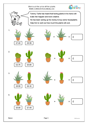 Preview of worksheet Work out the price of the plants