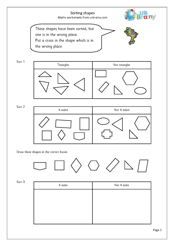 2D Shape Sorting Worksheet