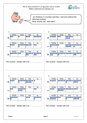 Preview of worksheet Multi-step problems: using place value charts