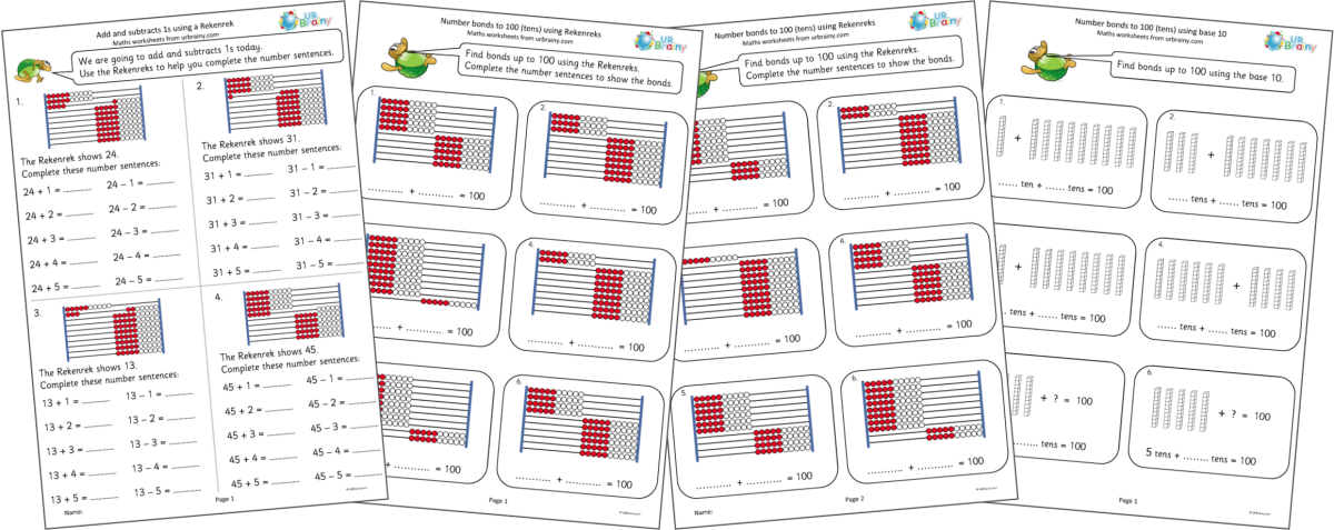 New Year 2 Number Bonds to 100 Add and Subtract 1s