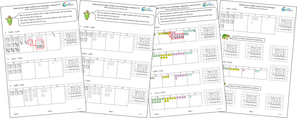 New Year 4: Subtract 2 Numbers: One Exchange