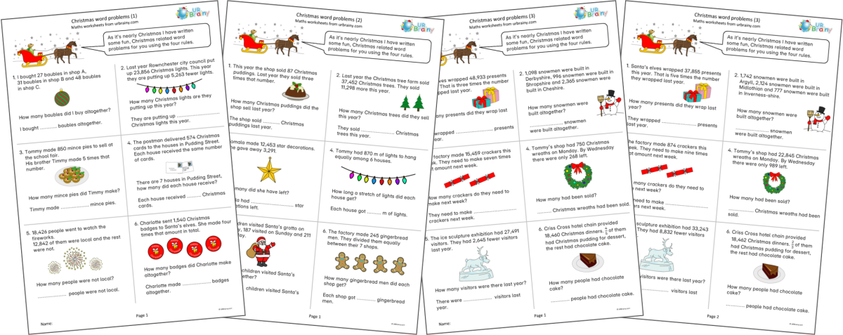 New Year 5: Christmas word problems