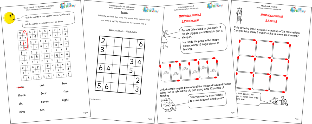 Wet breaks/holiday activities and matchstick puzzles